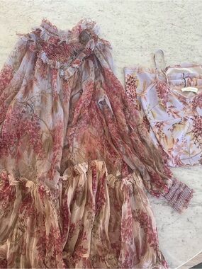 Zimmermann botanica smocked yoke mini dress